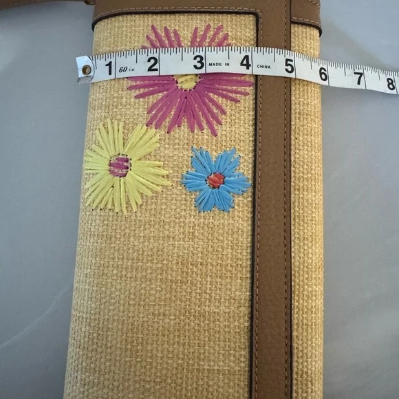 Anne Klein Embroidered Straw Crossbody Bag - Picture 8 of 9